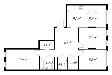 3-BD Apartment Sale, 92平方米 at Peredelkino Blizhnee, Korneya Chukovskogo Street, 1, Vnukovskoye Settlement, Moscow, Russia #2 3-BD Apartment Sale, 92平方米 at Peredelkino Blizhnee, Korneya Chukovskogo Street, 1, Vnukovskoye Settlement, Moscow, Russia #2