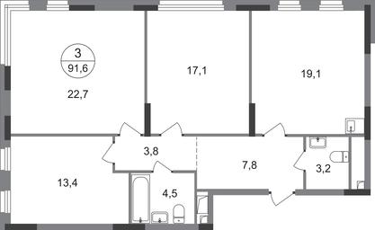 3-BD Apartment Sale, 91.6平方米 at Peredelkino Blizhnee, Korneya Chukovskogo Street, 1, Vnukovskoye Settlement, Moscow, Russia #2 3-BD Apartment Sale, 91.6平方米 at Peredelkino Blizhnee, Korneya Chukovskogo Street, 1, Vnukovskoye Settlement, Moscow, Russia #2