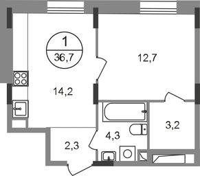 Apartment Sale, 36.7 sq. m. at Rezidentsii Skolkovo, Kashtanovaya ulitsa, 1, rabochiy posyolok Zarechye, Odintsovskiy City District, Moscow Region, Russia #2
