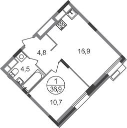 Apartment Sale, 36.9 sq. m. at Rezidentsii Skolkovo, Kashtanovaya ulitsa, 1, rabochiy posyolok Zarechye, Odintsovskiy City District, Moscow Region, Russia #2