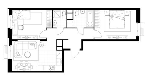 2-BD Apartment Sale, 60.5 sq. m. at Rezidentsii Skolkovo, Kashtanovaya ulitsa, 1, rabochiy posyolok Zarechye, Odintsovskiy City District, Moscow Region, Russia #4