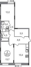2-BD Apartment Sale, 63.3 sq. m. at Rezidentsii Skolkovo, Kashtanovaya ulitsa, 1, rabochiy posyolok Zarechye, Odintsovskiy City District, Moscow Region, Russia #2 2-BD Apartment Sale, 63.3 sq. m. at Rezidentsii Skolkovo, Kashtanovaya ulitsa, 1, rabochiy posyolok Zarechye, Odintsovskiy City District, Moscow Region, Russia #2
