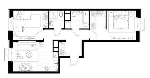 2-BD Apartment Sale, 60.9 sq. m. at Rezidentsii Skolkovo, Kashtanovaya ulitsa, 1, rabochiy posyolok Zarechye, Odintsovskiy City District, Moscow Region, Russia #4