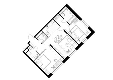2-BD Apartment Sale, 71.1 sq. m. at Rezidentsii Skolkovo, Kashtanovaya ulitsa, 1, rabochiy posyolok Zarechye, Odintsovskiy City District, Moscow Region, Russia #4