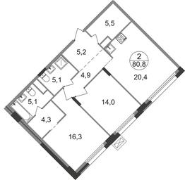 Продажа 2-комн. квартиры, 80,8 м² в ЖК «Резиденции Сколково», Каштановая улица, 1, рабочий посёлок Заречье, Одинцовский городской округ, Московская область, Россия #2 Продажа 2-комн. квартиры, 80,8 м² в ЖК «Резиденции Сколково», Каштановая улица, 1, рабочий посёлок Заречье, Одинцовский городской округ, Московская область, Россия #2