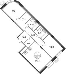Продажа 2-комн. квартиры, 78,1 м² в ЖК «Резиденции Сколково», Каштановая улица, 1, рабочий посёлок Заречье, Одинцовский городской округ, Московская область, Россия #2 Продажа 2-комн. квартиры, 78,1 м² в ЖК «Резиденции Сколково», Каштановая улица, 1, рабочий посёлок Заречье, Одинцовский городской округ, Московская область, Россия #2