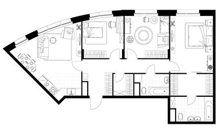 3-BD Apartment Sale, 91.7平方米 at Rezidentsii Skolkovo, Kashtanovaya ulitsa, 1, rabochiy posyolok Zarechye, Odintsovskiy City District, Moscow Region, Russia #4