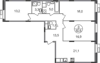 3-BD Apartment Sale, 92.6 sq. m. at Rezidentsii Skolkovo, Kashtanovaya ulitsa, 1, rabochiy posyolok Zarechye, Odintsovskiy City District, Moscow Region, Russia #2 3-BD Apartment Sale, 92.6 sq. m. at Rezidentsii Skolkovo, Kashtanovaya ulitsa, 1, rabochiy posyolok Zarechye, Odintsovskiy City District, Moscow Region, Russia #2
