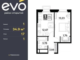 Apartment Sale, 34.9 sq. m. at EVO, Komsomolskaya Street, Reutov, Moscow Region, Russia #3