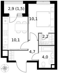 1-BD Apartment Sale, 32.6平方米 at 1 Izmajlovskij, Montazhnaya Street, 8с13, Moscow, Russia #3 1-BD Apartment Sale, 32.6平方米 at 1 Izmajlovskij, Montazhnaya Street, 8с13, Moscow, Russia #3