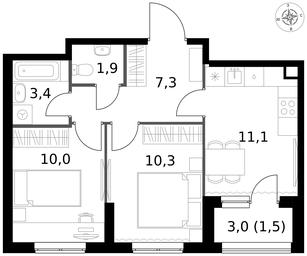 2-BD Apartment Sale, 45.5 sq. m. at 1 Izmajlovskij, Montazhnaya Street, 8с13, Moscow, Russia #3 2-BD Apartment Sale, 45.5 sq. m. at 1 Izmajlovskij, Montazhnaya Street, 8с13, Moscow, Russia #3