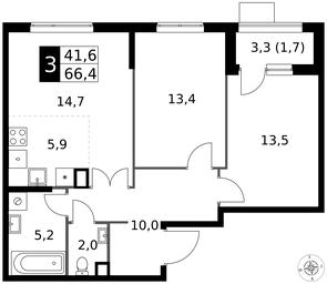 3-BD Apartment Sale, 66.4 sq. m. at 1 Izmajlovskij, Montazhnaya Street, 8с13, Moscow, Russia #3 3-BD Apartment Sale, 66.4 sq. m. at 1 Izmajlovskij, Montazhnaya Street, 8с13, Moscow, Russia #3