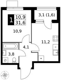 1-BD Apartment Sale, 31.6 sq. m. at 1 Izmajlovskij, Montazhnaya Street, 8с13, Moscow, Russia #3