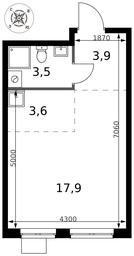 Apartment Sale, 28.9平方米 at Pervy Donskoj, zhiloy mikrorayon Sapronovo, derevnya Sapronovo, Leninskiy City District, Moscow Region, Russia #4