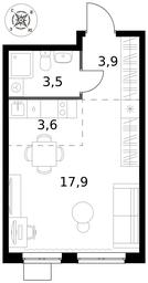 Apartment Sale, 28.9平方米 at Pervy Donskoj, zhiloy mikrorayon Sapronovo, derevnya Sapronovo, Leninskiy City District, Moscow Region, Russia #3