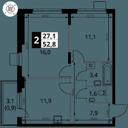 2-BD Apartment Sale, 52.8平方米 at Pervy Donskoj, zhiloy mikrorayon Sapronovo, derevnya Sapronovo, Leninskiy City District, Moscow Region, Russia #2 2-BD Apartment Sale, 52.8平方米 at Pervy Donskoj, zhiloy mikrorayon Sapronovo, derevnya Sapronovo, Leninskiy City District, Moscow Region, Russia #2