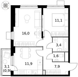 2-BD Apartment Sale, 52.8平方米 at Pervy Donskoj, zhiloy mikrorayon Sapronovo, derevnya Sapronovo, Leninskiy City District, Moscow Region, Russia #3 2-BD Apartment Sale, 52.8平方米 at Pervy Donskoj, zhiloy mikrorayon Sapronovo, derevnya Sapronovo, Leninskiy City District, Moscow Region, Russia #3