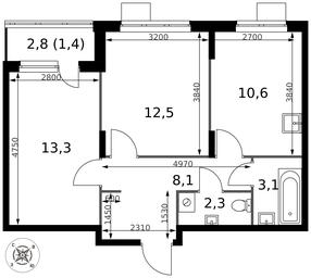 Продажа 2-комн. квартиры, 51,3 м² в ЖК «Первый Донской», жилой микрорайон Сапроново, деревня Сапроново, Ленинский городской округ, Московская область, Россия #4