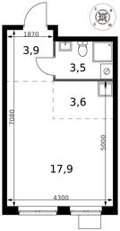 Apartment Sale, 28.9 sq. m. at Pervy Donskoj, zhiloy mikrorayon Sapronovo, derevnya Sapronovo, Leninskiy City District, Moscow Region, Russia #4