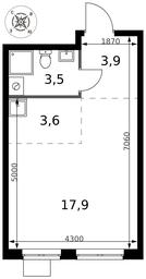 Apartment Sale, 28.9平方米 at Pervy Donskoj, zhiloy mikrorayon Sapronovo, derevnya Sapronovo, Leninskiy City District, Moscow Region, Russia #4