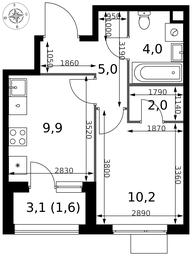1-BD Apartment Sale, 32.7 sq. m. at 1 Izmajlovskij, Montazhnaya Street, 8с13, Moscow, Russia #2