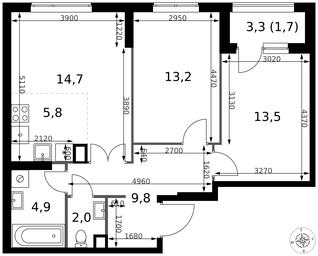 3-BD Apartment Sale, 65.6 sq. m. at 1 Izmajlovskij, Montazhnaya Street, 8с13, Moscow, Russia #2 3-BD Apartment Sale, 65.6 sq. m. at 1 Izmajlovskij, Montazhnaya Street, 8с13, Moscow, Russia #2