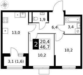 2-BD Apartment Sale, 46.7 sq. m. at 1 Izmajlovskij, Montazhnaya Street, 8с13, Moscow, Russia #3 2-BD Apartment Sale, 46.7 sq. m. at 1 Izmajlovskij, Montazhnaya Street, 8с13, Moscow, Russia #3