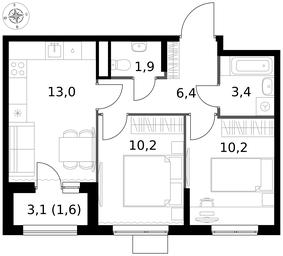 2-BD Apartment Sale, 46.7 sq. m. at 1 Izmajlovskij, Montazhnaya Street, 8с13, Moscow, Russia #4