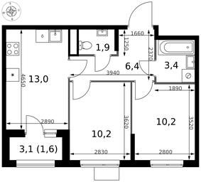 2-BD Apartment Sale, 46.7 sq. m. at 1 Izmajlovskij, Montazhnaya Street, 8с13, Moscow, Russia #2 2-BD Apartment Sale, 46.7 sq. m. at 1 Izmajlovskij, Montazhnaya Street, 8с13, Moscow, Russia #2