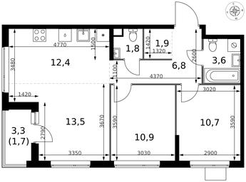 3-BD Apartment Sale, 63.3 sq. m. at 1 Izmajlovskij, Montazhnaya Street, 8с13, Moscow, Russia #2 3-BD Apartment Sale, 63.3 sq. m. at 1 Izmajlovskij, Montazhnaya Street, 8с13, Moscow, Russia #2