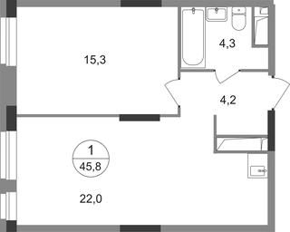 Apartment Sale, 45.8 sq. m. at Pervyi Moskovskiy, ulitsa Bianki, 1, Moskovskiy, Moscow, Russia #2 Apartment Sale, 45.8 sq. m. at Pervyi Moskovskiy, ulitsa Bianki, 1, Moskovskiy, Moscow, Russia #2
