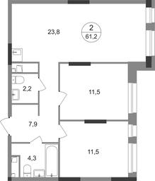 2-BD Apartment Sale, 61.2 sq. m. at Pervyi Moskovskiy, ulitsa Bianki, 1, Moskovskiy, Moscow, Russia #2 2-BD Apartment Sale, 61.2 sq. m. at Pervyi Moskovskiy, ulitsa Bianki, 1, Moskovskiy, Moscow, Russia #2