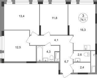 3-BD Apartment Sale, 74.1 sq. m. at Pervyi Moskovskiy, ulitsa Bianki, 1, Moskovskiy, Moscow, Russia #2 3-BD Apartment Sale, 74.1 sq. m. at Pervyi Moskovskiy, ulitsa Bianki, 1, Moskovskiy, Moscow, Russia #2