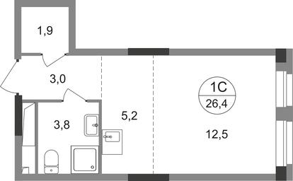 Apartment Sale, 26.4 sq. m. at Pervyi Moskovskiy, ulitsa Bianki, 1, Moskovskiy, Moscow, Russia #2