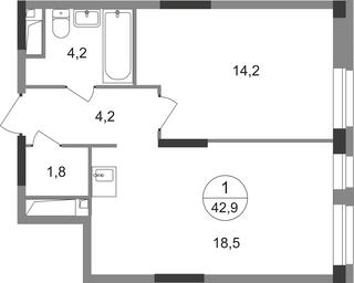 Apartment Sale, 42.9 sq. m. at Pervyi Moskovskiy, ulitsa Bianki, 1, Moskovskiy, Moscow, Russia #2