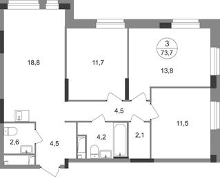 3-BD Apartment Sale, 73.7 sq. m. at Pervyi Moskovskiy, ulitsa Bianki, 1, Moskovskiy, Moscow, Russia #2 3-BD Apartment Sale, 73.7 sq. m. at Pervyi Moskovskiy, ulitsa Bianki, 1, Moskovskiy, Moscow, Russia #2