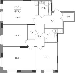 3-BD Apartment Sale, 87 sq. m. at Pervyi Moskovskiy, ulitsa Bianki, 1, Moskovskiy, Moscow, Russia #2 3-BD Apartment Sale, 87 sq. m. at Pervyi Moskovskiy, ulitsa Bianki, 1, Moskovskiy, Moscow, Russia #2