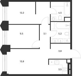 2-BD Apartment Sale, 55.6平方米 at Voice Towers, 1st Grayvoronovsky Drive, Moscow, Russia #3