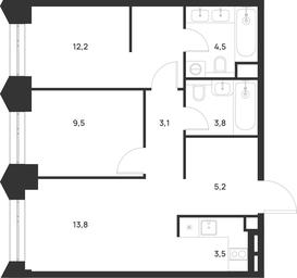 2-BD Apartment Sale, 55.6 sq. m. at Voice Towers, 1st Grayvoronovsky Drive, Moscow, Russia #3