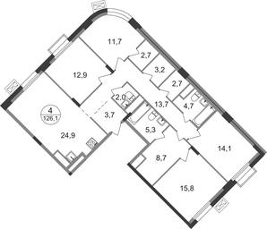 4-BD Apartment Sale, 126.1 sq. m. at Rezidentsii Skolkovo, Kashtanovaya ulitsa, 1, rabochiy posyolok Zarechye, Odintsovskiy City District, Moscow Region, Russia #2