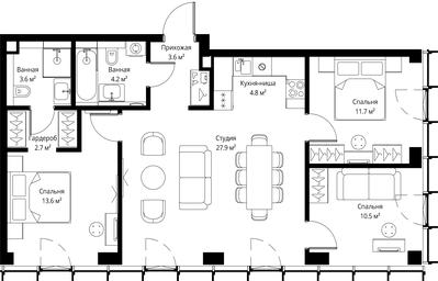3-BD Apartment Sale, 82.6平方米 at Symphony 34, 2nd Khutorskaya Street, 38А, Moscow, Russia #3 3-BD Apartment Sale, 82.6平方米 at Symphony 34, 2nd Khutorskaya Street, 38А, Moscow, Russia #3