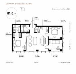 3-BD Apartment Sale, 81.5 sq. m. at Symphony 34, 2nd Khutorskaya Street, 38А, Moscow, Russia #2