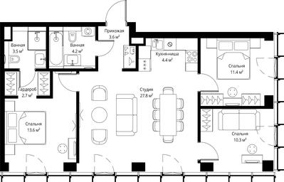 3-BD Apartment Sale, 81.5 sq. m. at Symphony 34, 2nd Khutorskaya Street, 38А, Moscow, Russia #3