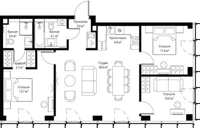 3-BD Apartment Sale, 82.9 sq. m. at Symphony 34, 2nd Khutorskaya Street, 38А, Moscow, Russia #3