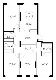 4-BD Apartment Sale, 104.9 sq. m. at Peredelkino Blizhnee, Korneya Chukovskogo Street, 1, Vnukovskoye Settlement, Moscow, Russia #2 4-BD Apartment Sale, 104.9 sq. m. at Peredelkino Blizhnee, Korneya Chukovskogo Street, 1, Vnukovskoye Settlement, Moscow, Russia #2