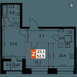 2-BD Apartment Sale, 52.5 sq. m. at Sky Garden, Stroitelny Drive, 9с6, Moscow, Russia #2 2-BD Apartment Sale, 52.5 sq. m. at Sky Garden, Stroitelny Drive, 9с6, Moscow, Russia #2