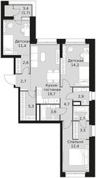 3-BD Apartment Sale, 87.4 sq. m. at Sky Garden, Stroitelny Drive, 9с6, Moscow, Russia #3 3-BD Apartment Sale, 87.4 sq. m. at Sky Garden, Stroitelny Drive, 9с6, Moscow, Russia #3
