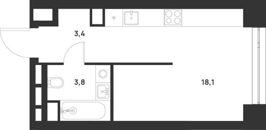 Apartment Sale, 25.3平方米 at Voice Towers, 1st Grayvoronovsky Drive, Moscow, Russia #3 Apartment Sale, 25.3平方米 at Voice Towers, 1st Grayvoronovsky Drive, Moscow, Russia #3