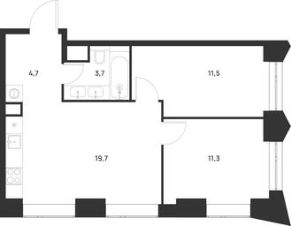 2-BD Apartment Sale, 50.9 sq. m. at Voice Towers, 1st Grayvoronovsky Drive, Moscow, Russia #3