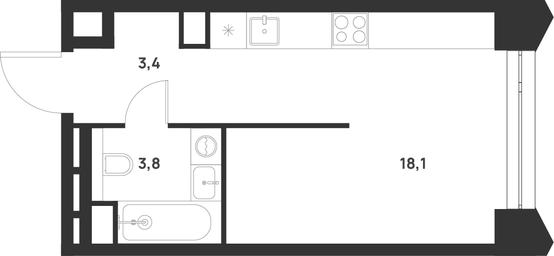 Apartment Sale, 25.3 sq. m. at Voice Towers, 1st Grayvoronovsky Drive, Moscow, Russia #3
